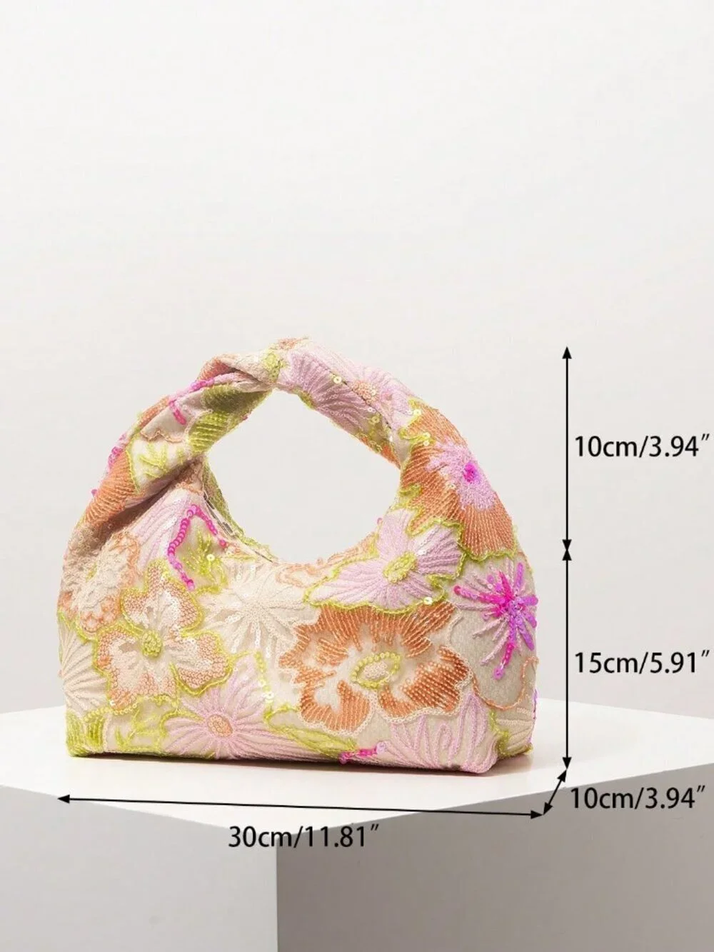 Multicolor Casual Women's Shiny Colorful Pleated Handbag